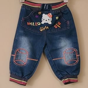 Vintage embroidered pull on jeans